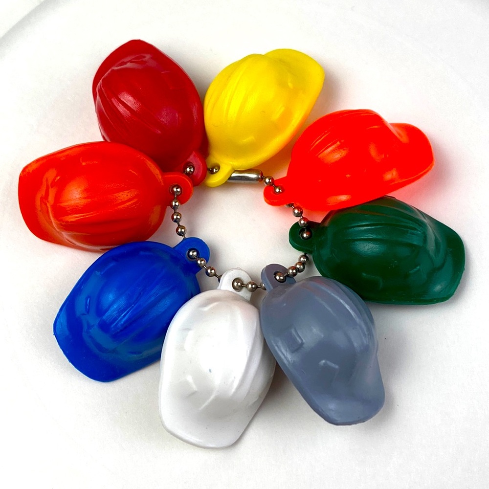 Vintage Miniature hard hats on chain